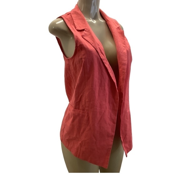 BCX Coral Linen Open Front Vest New With Tags - Picture 2 of 7